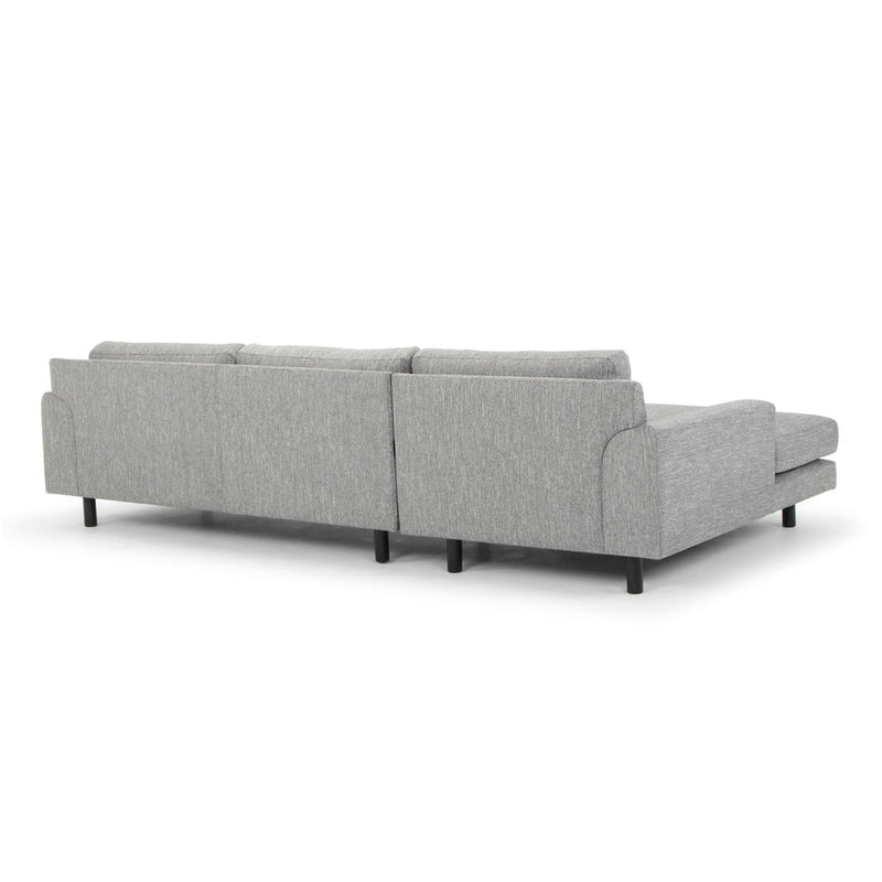 CLC747 3 Seater Left Chaise Sofa - Light Texture Grey - Black legs