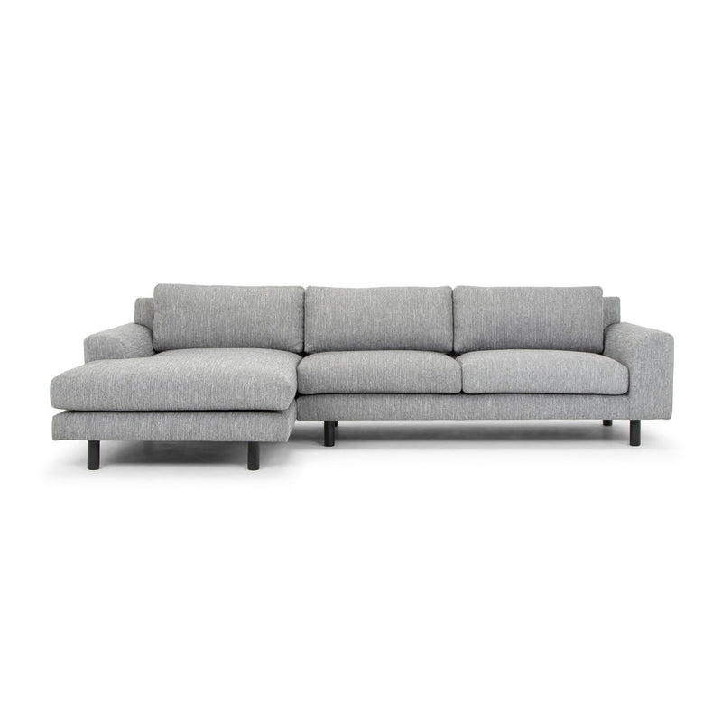 CLC747 3 Seater Left Chaise Sofa - Light Texture Grey - Black legs