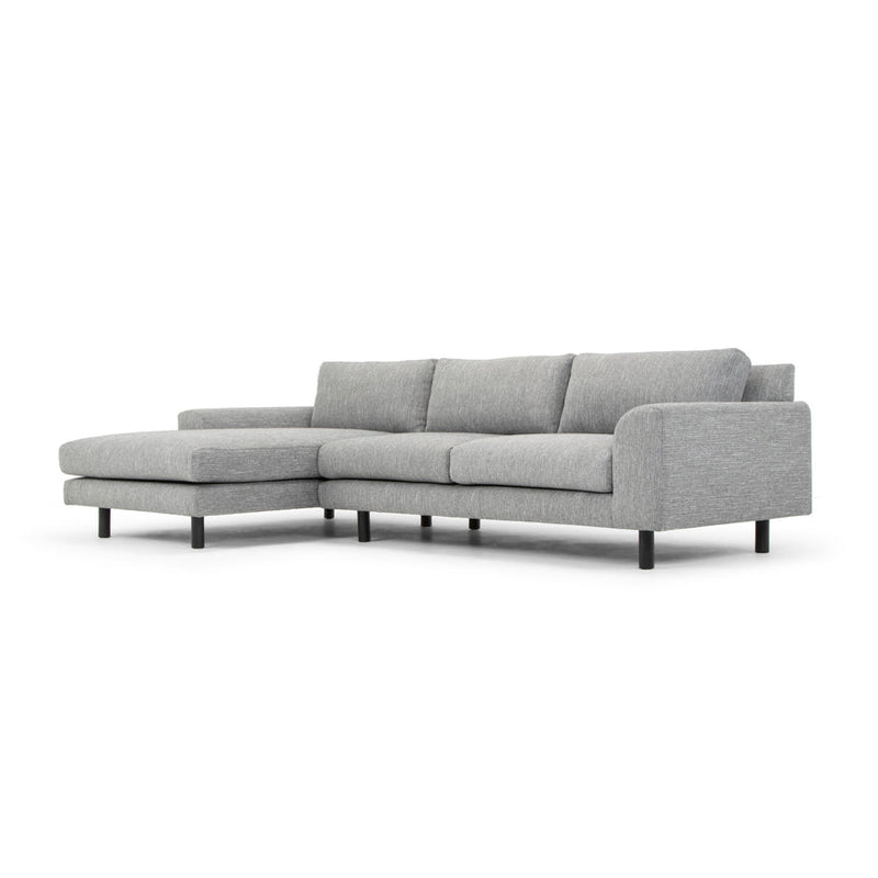 CLC747 3 Seater Left Chaise Sofa - Light Texture Grey - Black legs