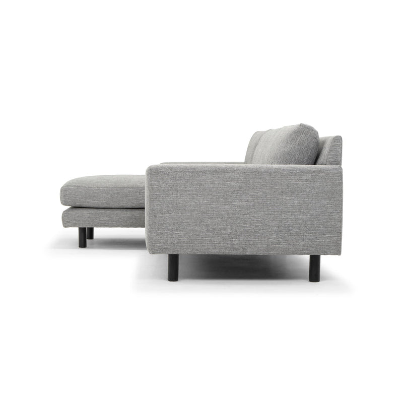 CLC747 3 Seater Left Chaise Sofa - Light Texture Grey - Black legs