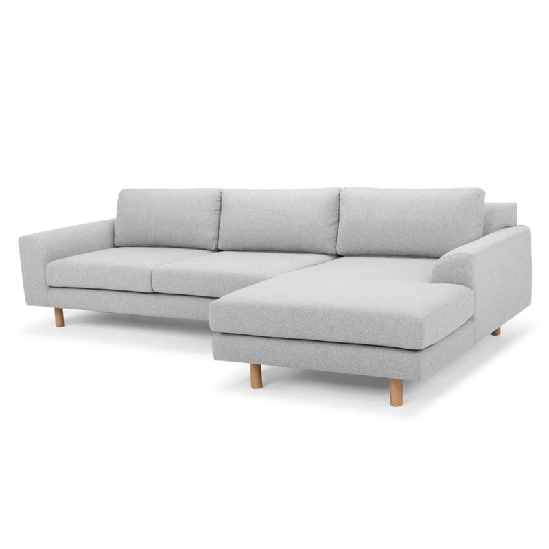 CLC747 3 Seater Left Chaise Sofa - Light Texture Grey - Black legs