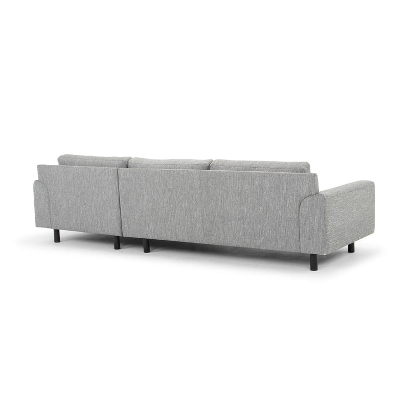 3 Seater Right Chaise Sofa - Graphite Grey with Black Legs