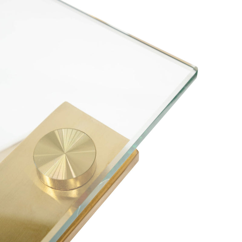 120cm Glass Home Office Desk - Brushed Gold Base