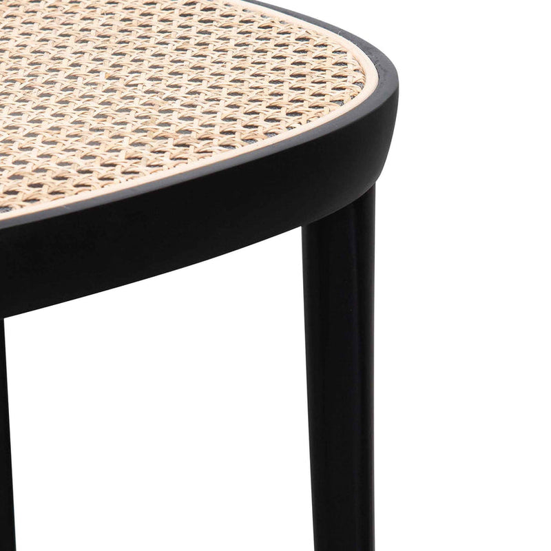 Rattan Dining Chair - Black with Natural Seat