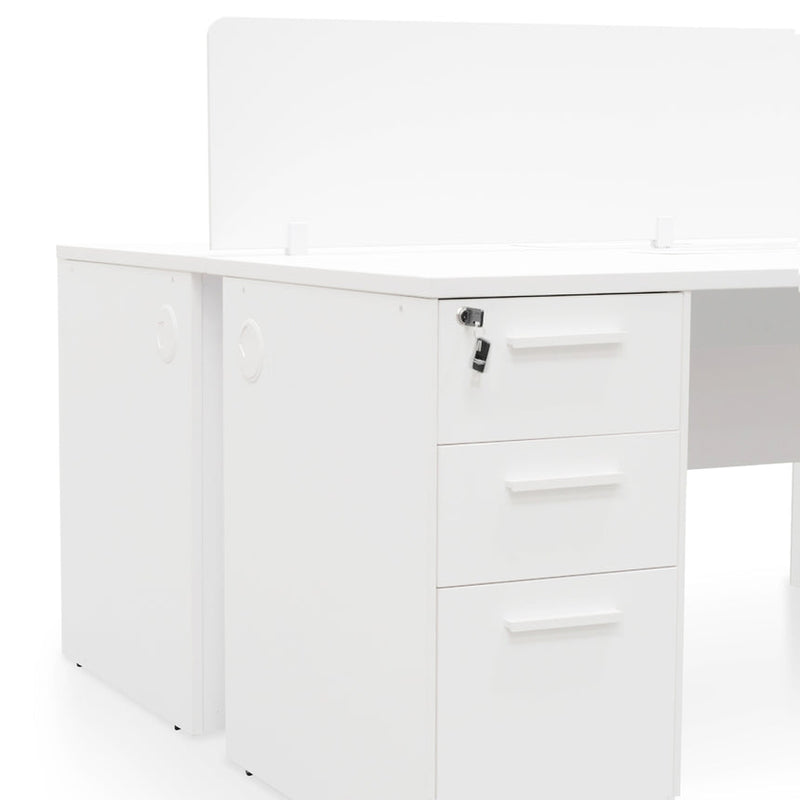 2 Seater 160cm Office Desk With Privacy Screen - White - Upgraded Legs