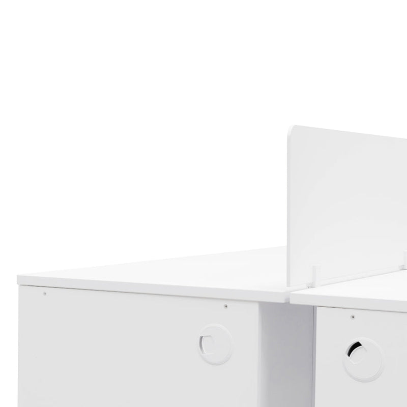 2 Seater 160cm Office Desk With Privacy Screen - White - Upgraded Legs