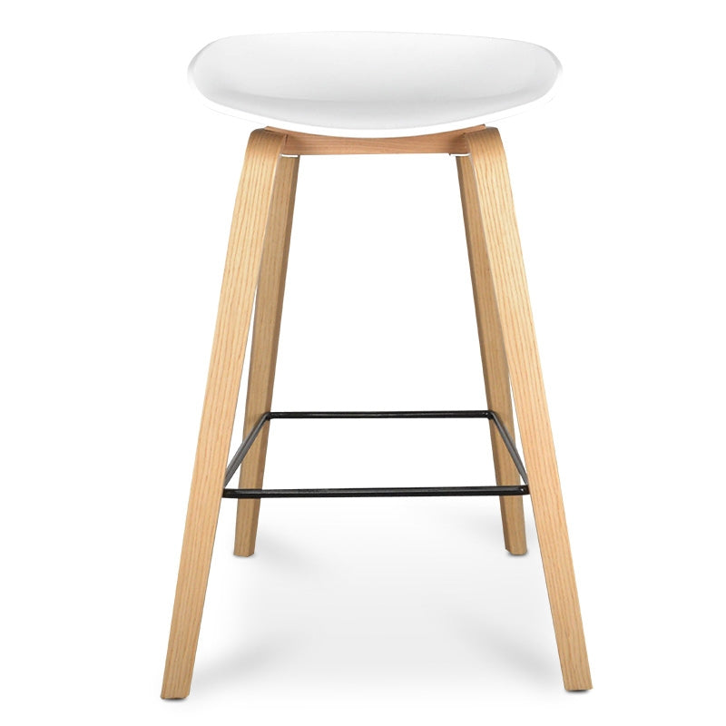 65cm Bar Stool - Black Plastic Seat - Black Frame