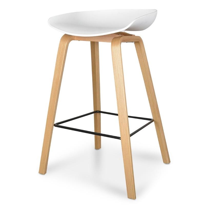 65cm Bar Stool - Black Plastic Seat - Black Frame