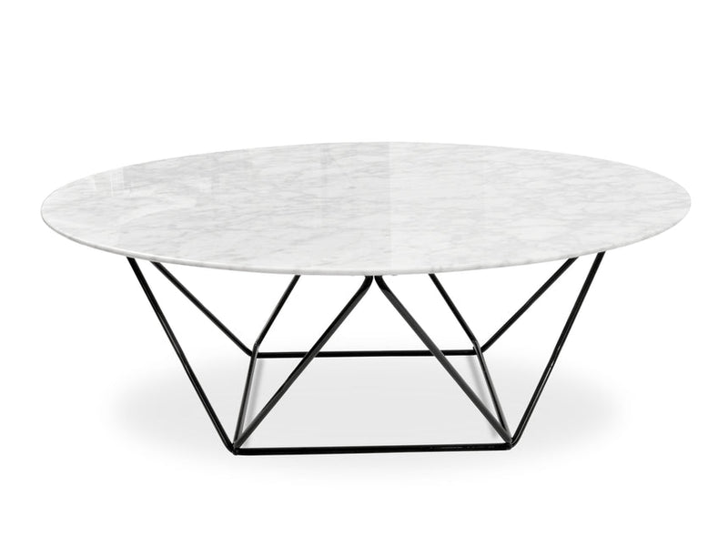 100cm Round Marble Coffee Table With White Base