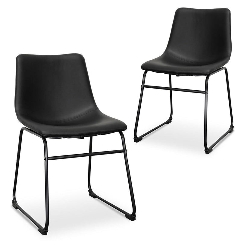 Industrial Dining Chair - Black PU (Set of 2)