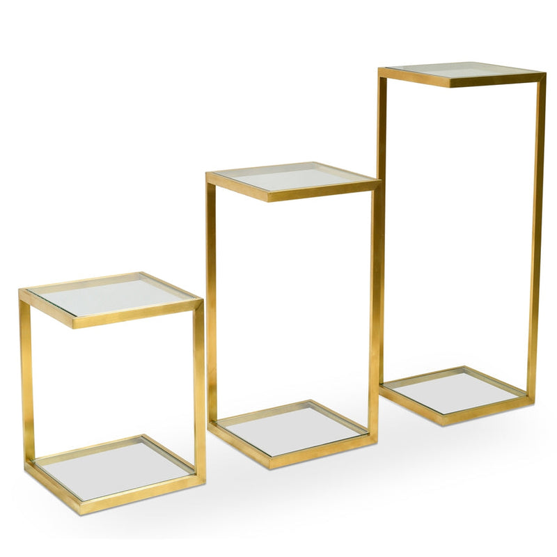 Glass Side Table - Gold Base