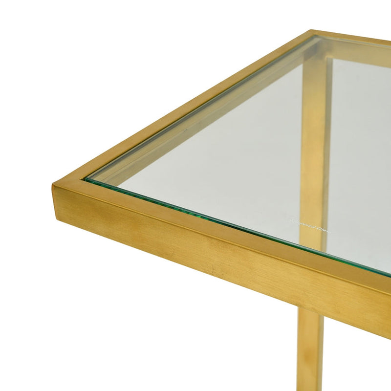 Glass Side Table - Gold Base