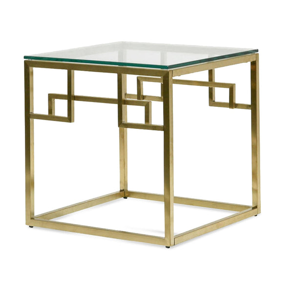 Side Table - Glass Top - Brushed Gold Base