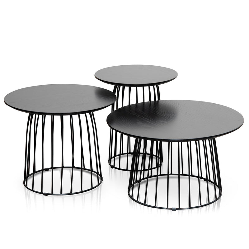 Side Table Set - Natural - Black