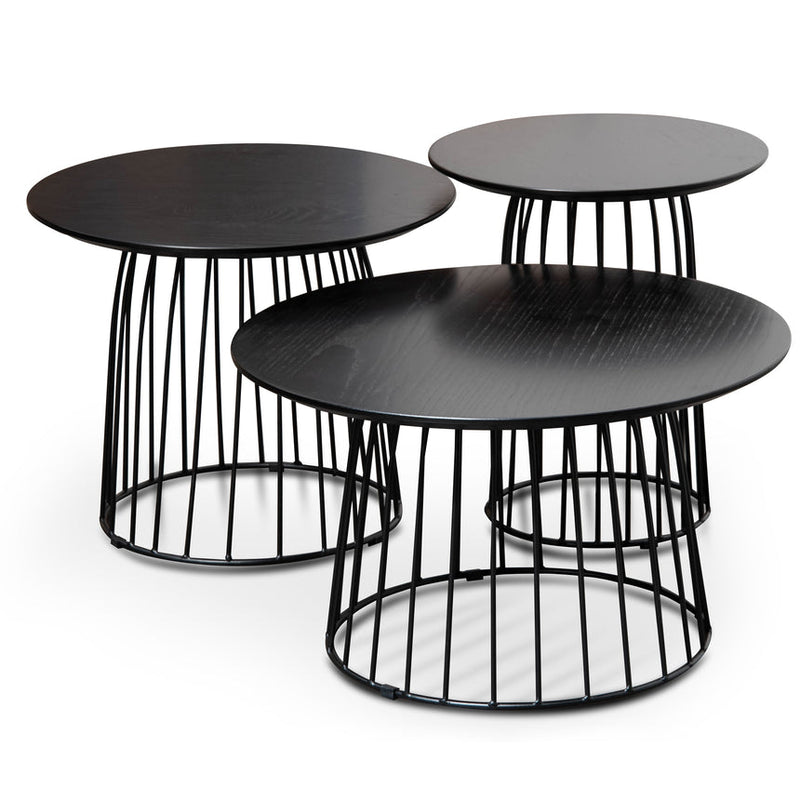 Side Table Set - Natural - Black