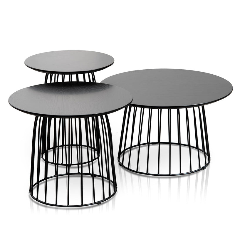 Side Table Set - Natural - Black