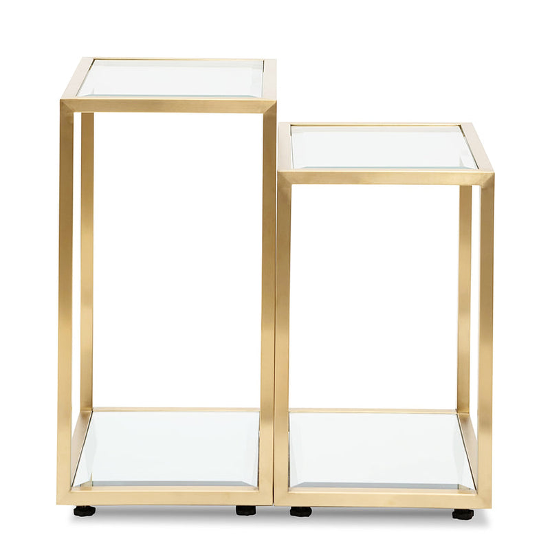 Glass Side Table - Brushed Gold Base