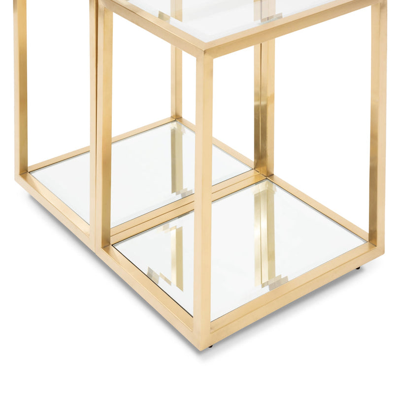 Glass Side Table - Brushed Gold Base