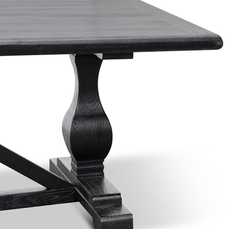 3m Reclaimed Dining Table - Black- 120cm (W) - Thick Top