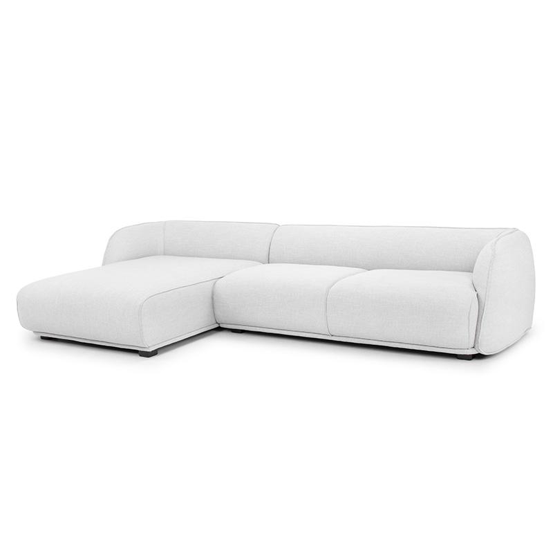 3 Seater Left Chaise Fabric Sofa - Light Texture Grey