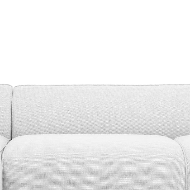 3 Seater Left Chaise Fabric Sofa - Light Texture Grey