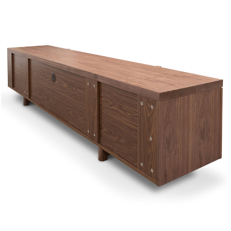 Lowline 2.1m Entertainment TV Unit In Walnut - Timber Legs