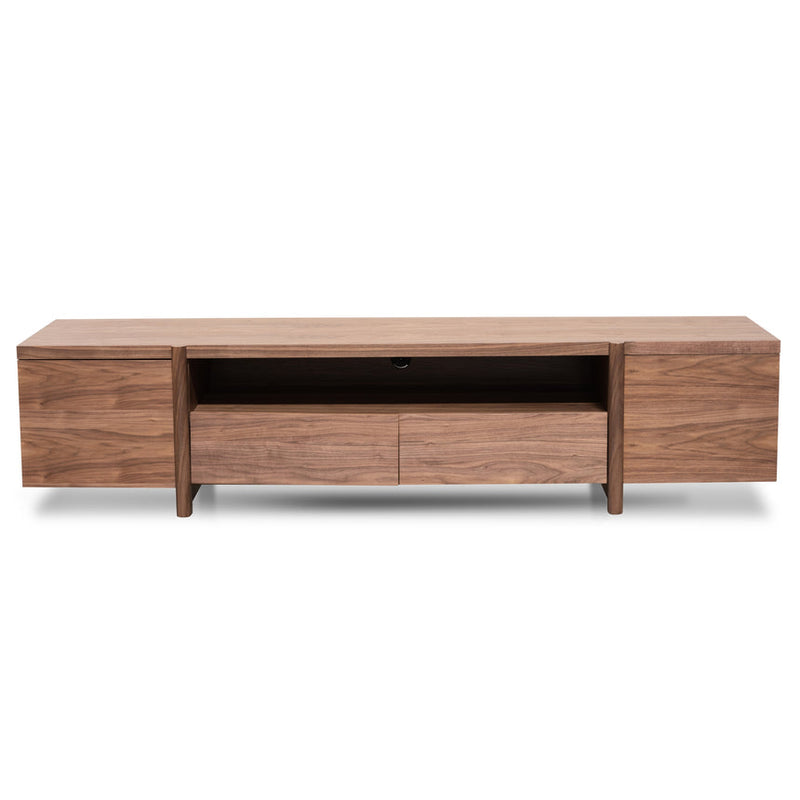 Lowline 2.1m Entertainment TV Unit In Walnut - Timber Legs