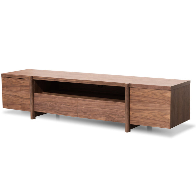 2.1m Entertainment TV Unit - Lowline - Full Natural - Timber Legs