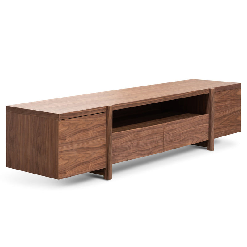 2.1m Entertainment TV Unit - Lowline - Full Natural - Timber Legs