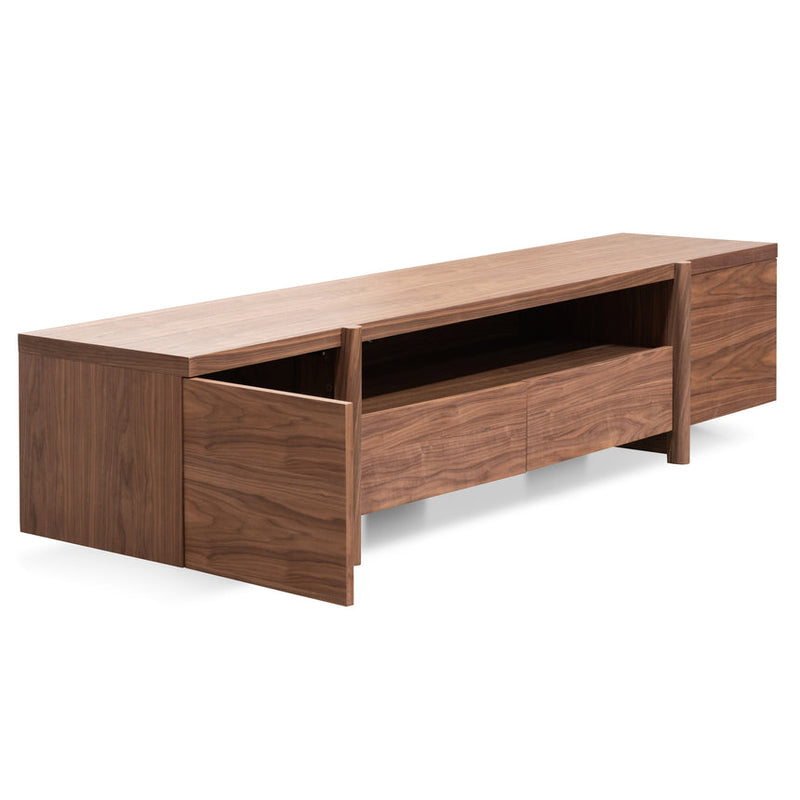 Lowline 2.1m Entertainment TV Unit In Walnut - Timber Legs