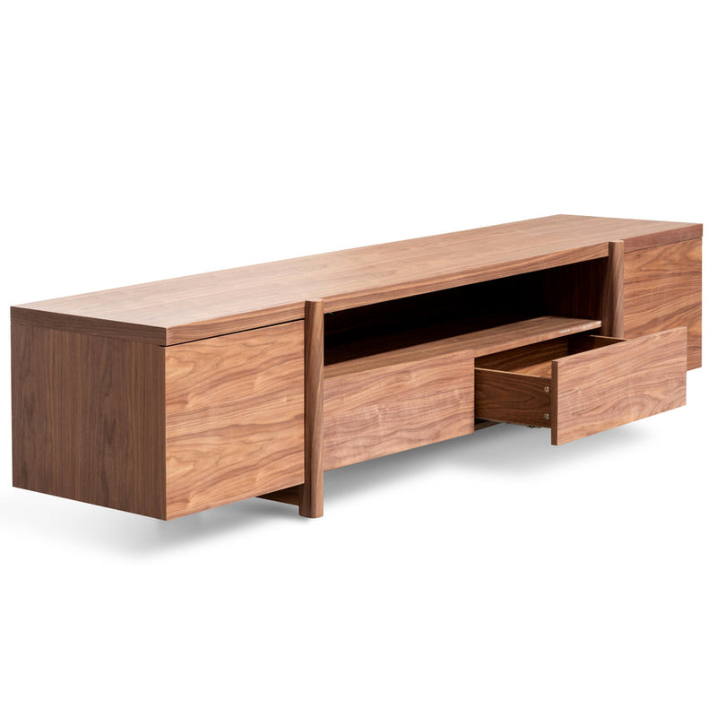 Lowline 2.1m Entertainment TV Unit - Black Oak - Timber Legs