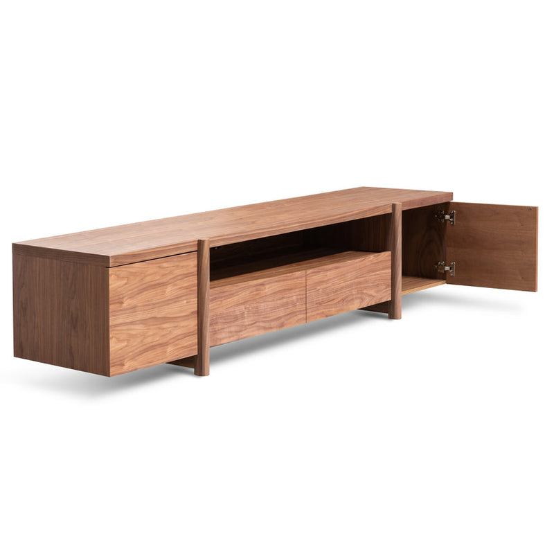 2.1m Entertainment TV Unit - Lowline - Full Natural - Timber Legs