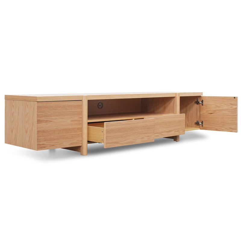 Lowline 2.1m Entertainment TV Unit - Black Oak - Timber Legs