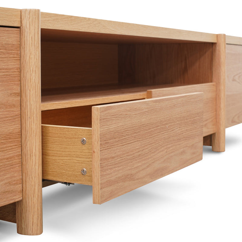 Lowline 2.1m Entertainment TV Unit - Black Oak - Timber Legs