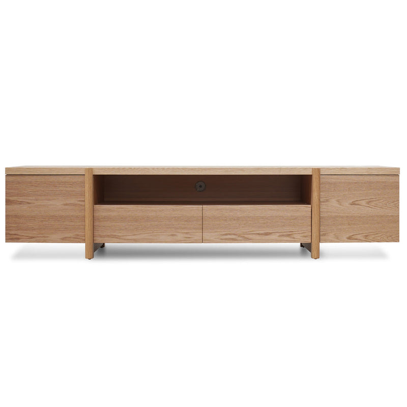 Lowline 2.1m Entertainment TV Unit - Black Oak - Timber Legs