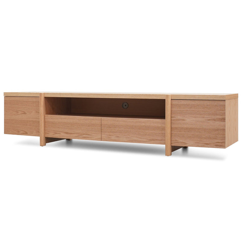 2.1m Entertainment TV Unit - Lowline - Full Natural - Timber Legs