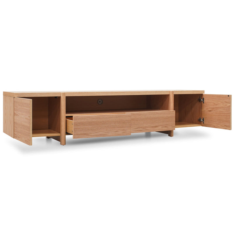 Lowline 2.1m Entertainment TV Unit - Black Oak - Timber Legs