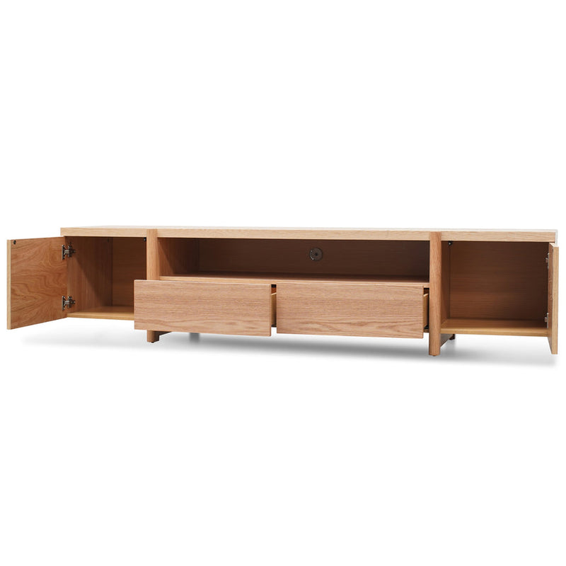 2.1m Entertainment TV Unit - Lowline - Full Natural - Timber Legs