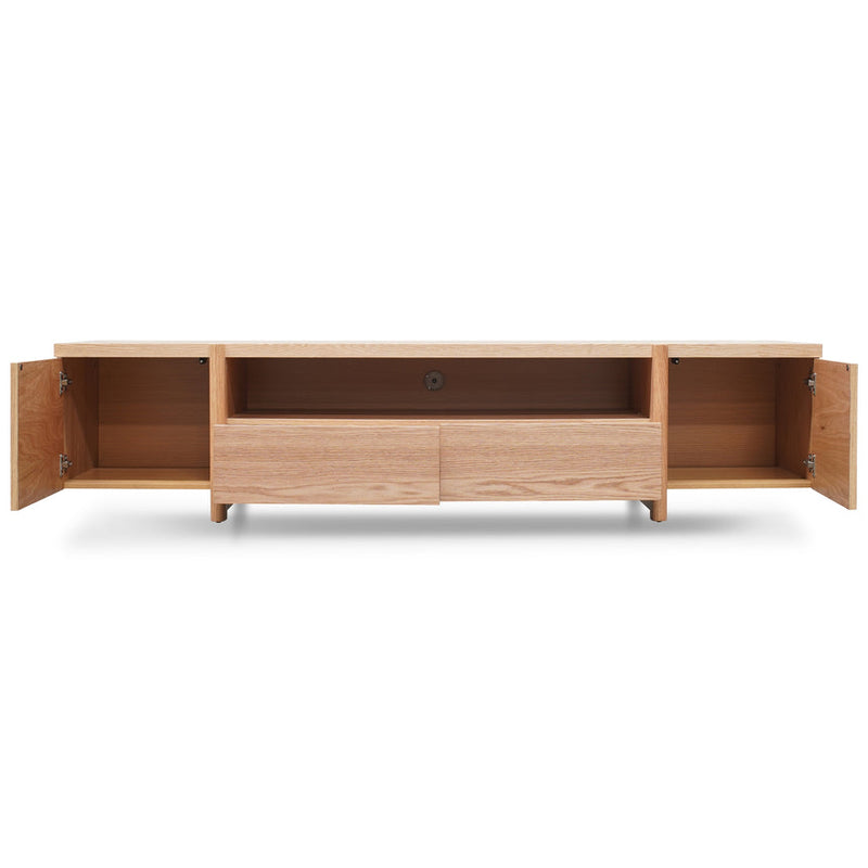 2.1m Entertainment TV Unit - Lowline - Full Natural - Timber Legs