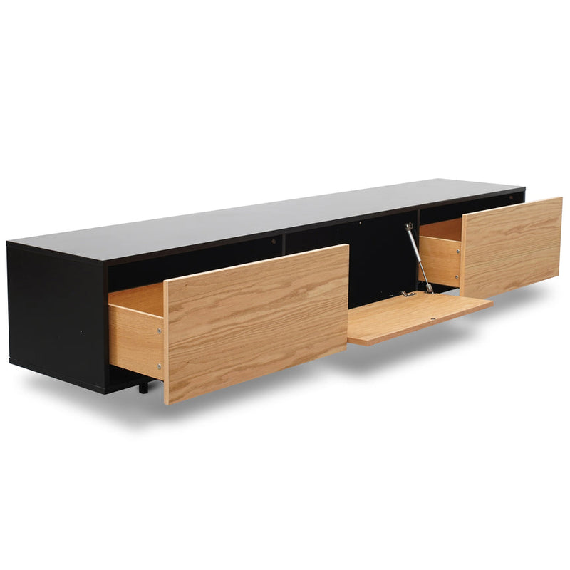 2.3m Wooden Entertainment Unit - Full Black