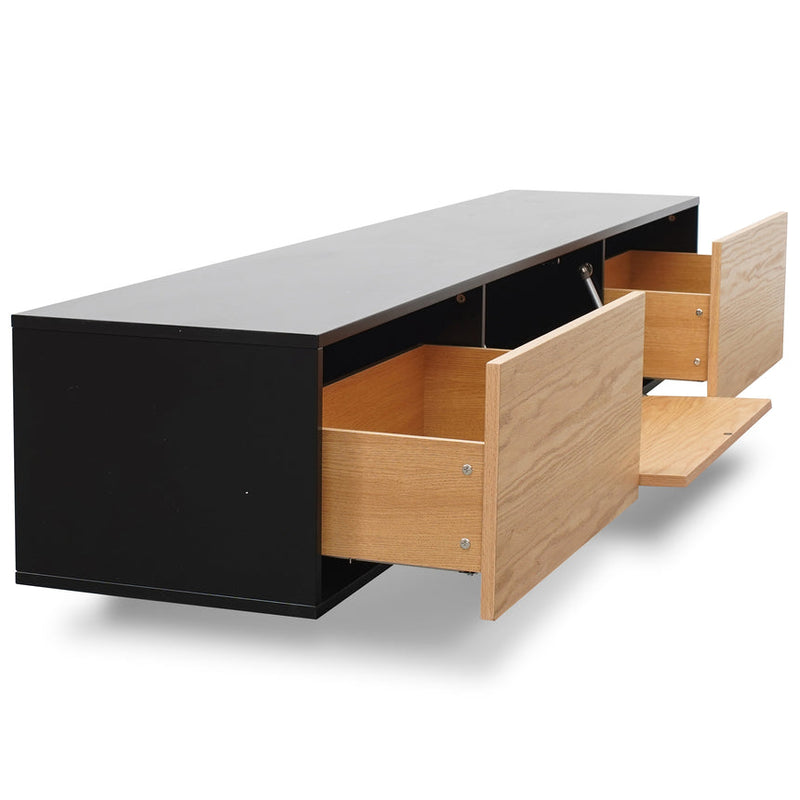 2.3m Wooden Entertainment Unit - Full Black