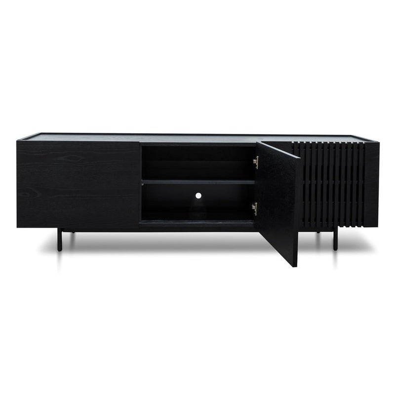 Entertainment TV Unit - Natural with Black Legs