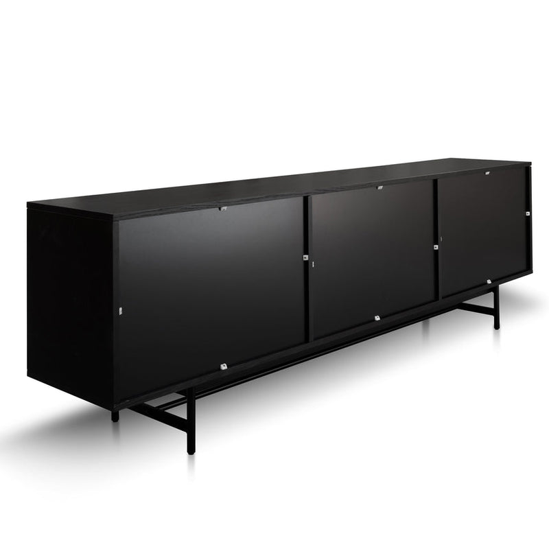 2.1m Wooden Entertainment TV Unit - Natural with Flute Glass Door