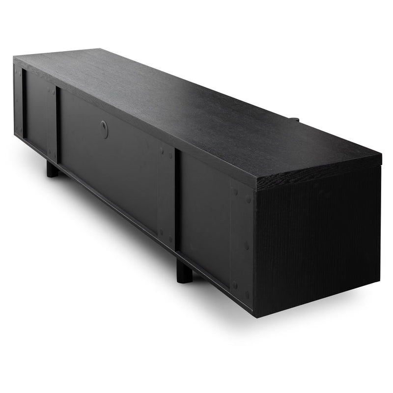 Lowline 2.1m Entertainment TV Unit - Black Oak - Timber Legs