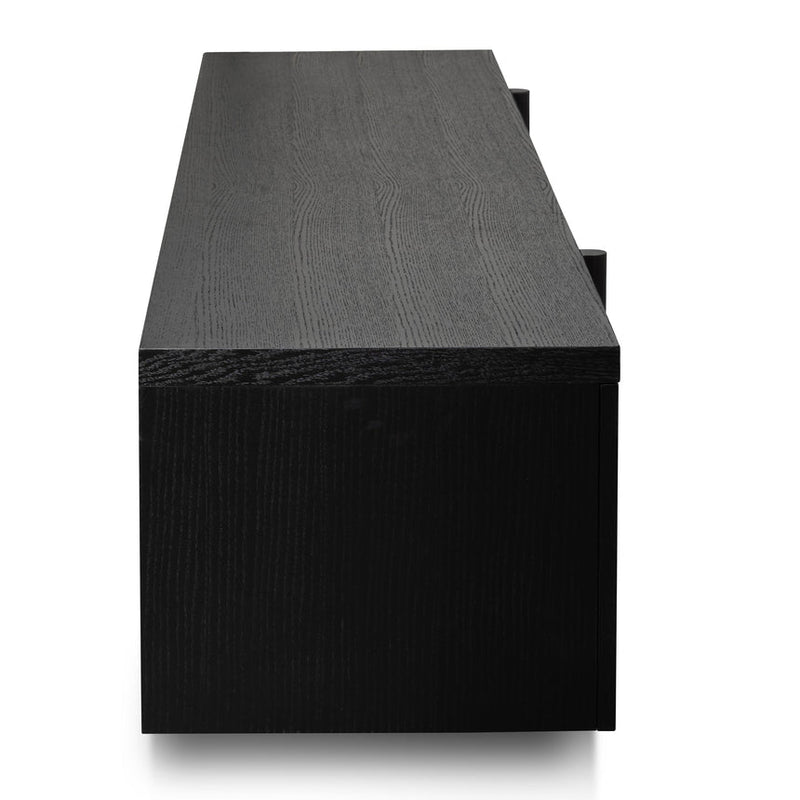 Lowline 2.1m Entertainment TV Unit - Black Oak - Timber Legs