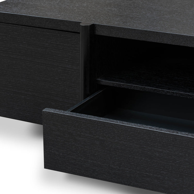 Lowline 2.1m Entertainment TV Unit - Black Oak - Timber Legs