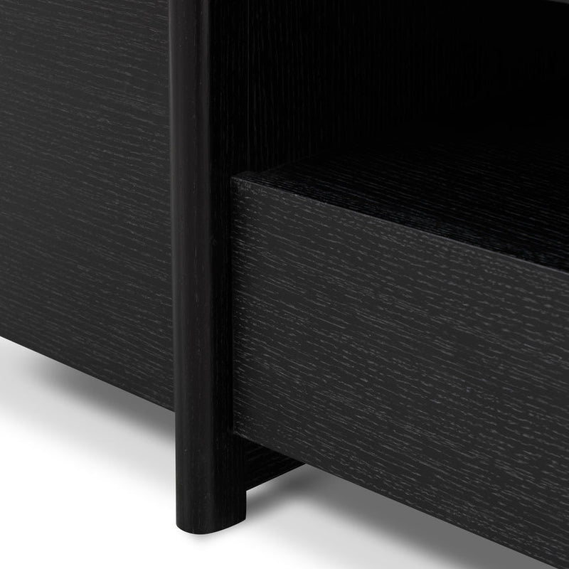 Lowline 2.1m Entertainment TV Unit - Black Oak - Timber Legs