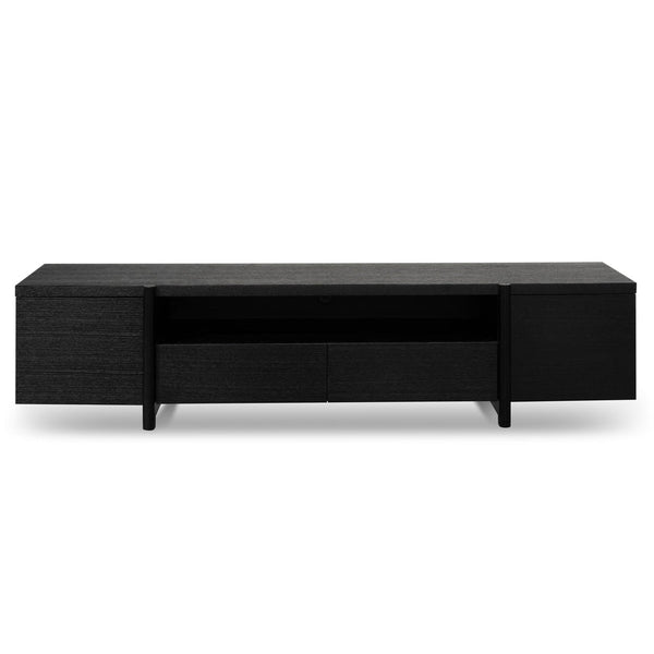 Lowline 2.1m Entertainment TV Unit - Black Oak - Timber Legs