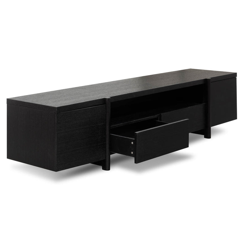 2.1m Entertainment TV Unit - Lowline - Full Natural - Timber Legs