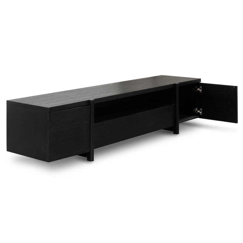 2.1m Entertainment TV Unit - Lowline - Full Natural - Timber Legs